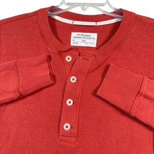 REI COOPERATIVE Long Sleeve Henley Shirt Red Cotton Hemp Blend Womens Size Small